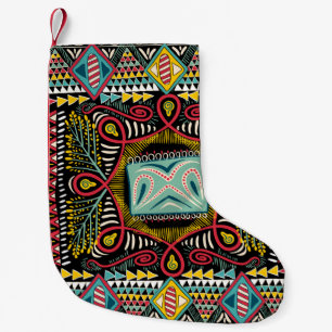 Meia De Natal Pequena Abstrato: design de bolso quadrado.