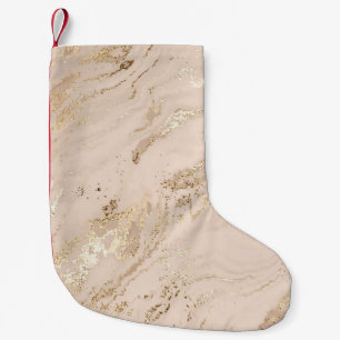 Meia De Natal Pequena Abstrato dourado com ondas de brilho
