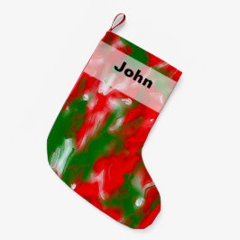 Meia De Natal Pequena Abstrato vermelho, branco e verde