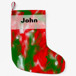 Meia De Natal Pequena Abstrato vermelho, branco e verde