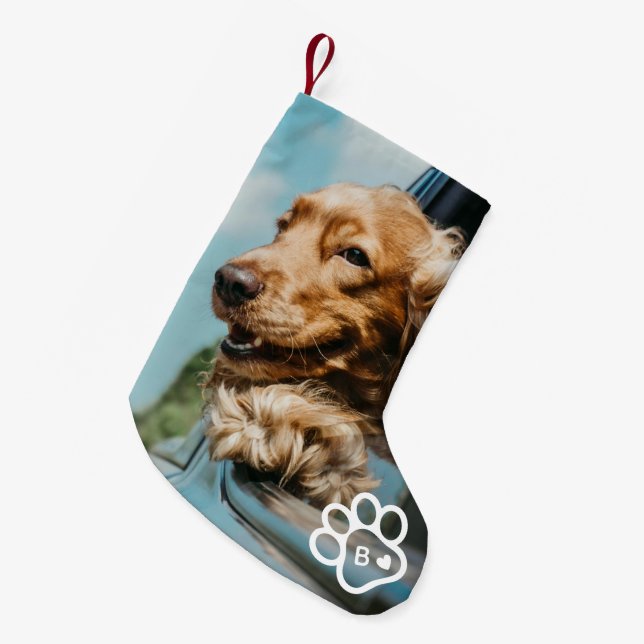 Meia De Natal Pequena Add Your Own Photo Dog Pets Monogram (Frente (Pendurada))