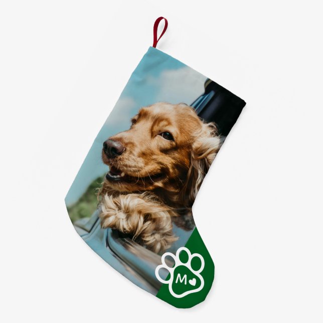 Meia De Natal Pequena Add Your Own Photo Dog Pets Monogram (Frente (Pendurada))