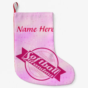 Meia De Natal Pequena Adicionar Nome à Parada de Natal da Vovó Softball