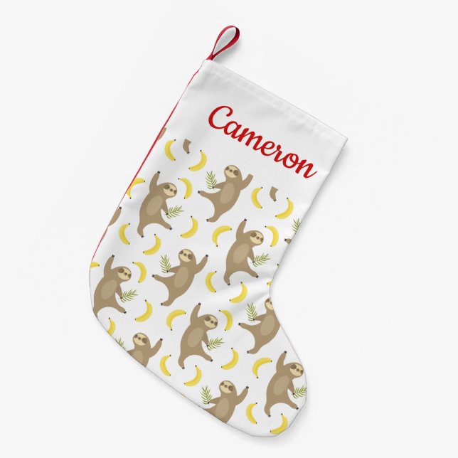 Meia De Natal Pequena Adicione seus preguiças de | & teste padrão (Frente (Pendurada))