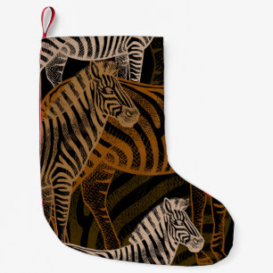 Meia De Natal Pequena Afro Safari: Design Zebra Vintage