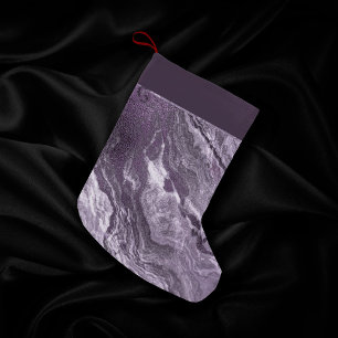 Meia De Natal Pequena Agato de Cristal Roxo Pedra Sangrada Escura