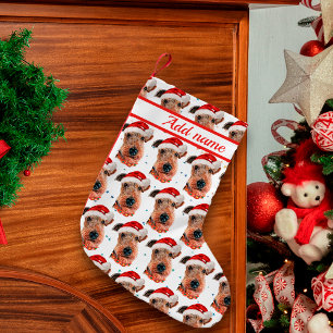 Meia De Natal Pequena Airedale Terrier Raça de Cão Natal