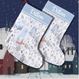 Meia De Natal Pequena Aldeia de Esqui Alpino de Montanha Ocupada