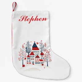 Meia De Natal Pequena Aldeia Nórdica com um toque pessoal