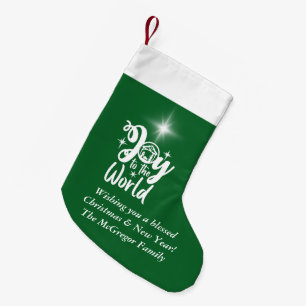 Meia De Natal Pequena Alegria Natal ao Mundo Verde e Branco