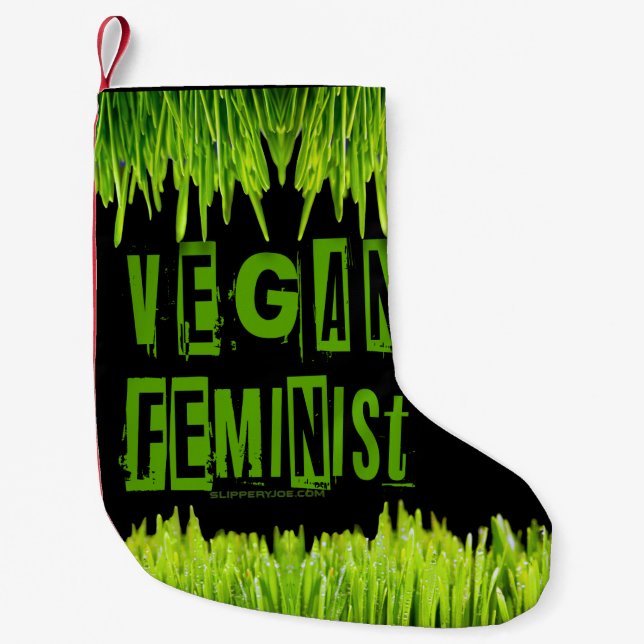 Meia De Natal Pequena Alface feminista de SlipperyJoe's Vegan (Frente)