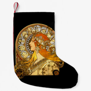 Meia De Natal Pequena Alfonse Mucha Zodiac Art Nouveau Mulher