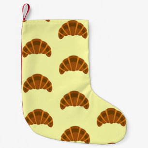 Meia De Natal Pequena Amantes de Croissants Amarelo Claro França Comida