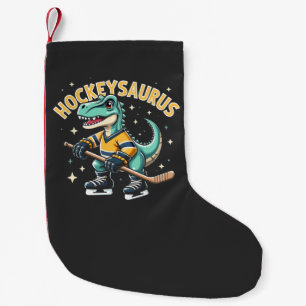 Meia De Natal Pequena Amantes de Dinossauro de Hóquei em Gelo Hockeysaur