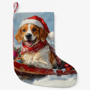 Meia De Natal Pequena American English Foxhound no Sledge Christmas