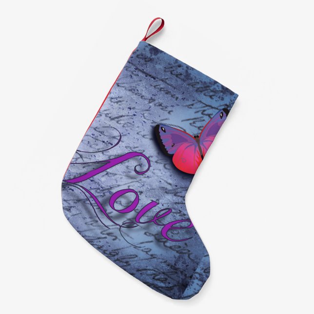 Meia De Natal Pequena Amor da borboleta (Frente (Pendurada))