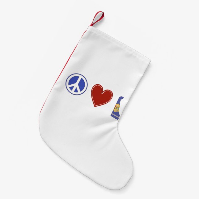 Meia De Natal Pequena Amor Delaware da paz (Frente (Pendurada))