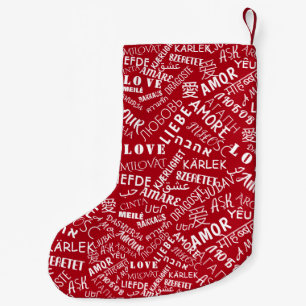 Meia De Natal Pequena AMOR - Vários Idiomas - Internacional Personaliz