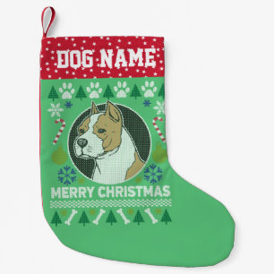 Meia De Natal Pequena Amstaff Pit Bull Break Fúria de Natal