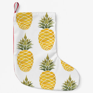 Meia De Natal Pequena Ananases Pintados À Mão: Sem Costura De Aquarelas.