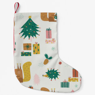 Meia De Natal Pequena Animais da Floresta de Natal: Vintage Vibe