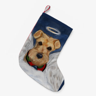 Meia De Natal Pequena Anjo Airedale Terrier