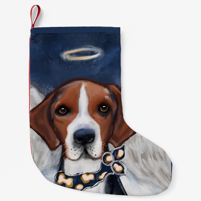 Meia De Natal Pequena Anjo American Foxhound (Frente)