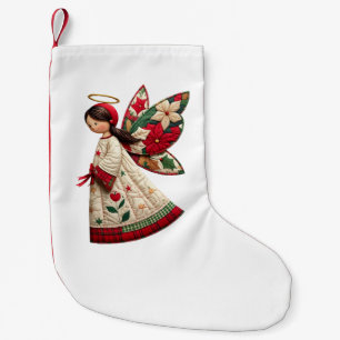 Meia De Natal Pequena Anjo de Natal com Flores de Festa