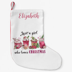 Meia De Natal Pequena Apenas uma garota que ama café de Natal divertido