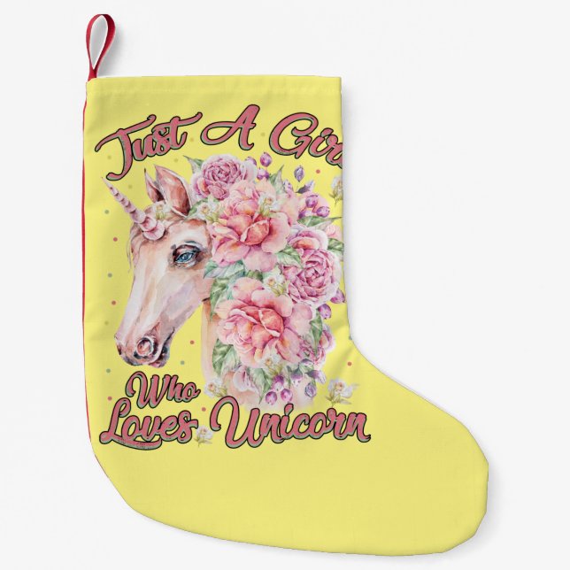Meia De Natal Pequena Apenas Uma Menina Que Ama Unicórnio (Frente)