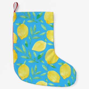 Meia De Natal Pequena Aquarela Limões de esboços, Design sem costura