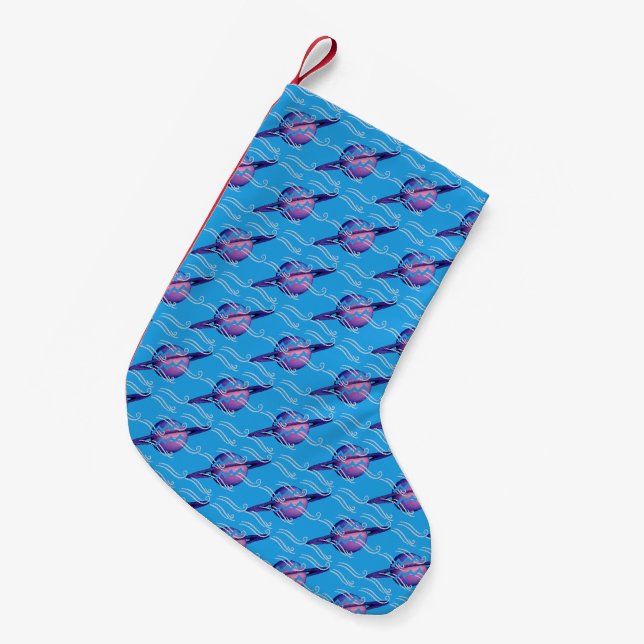 Meia De Natal Pequena Aquário (Frente (Pendurada))