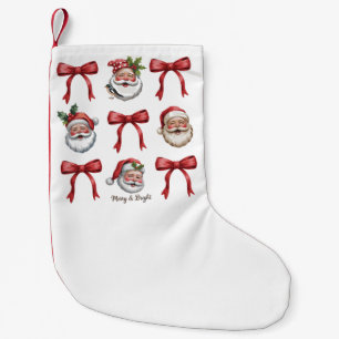Meia De Natal Pequena Arco Coquete de Natal Retrô Vintage Papai Noel Fof