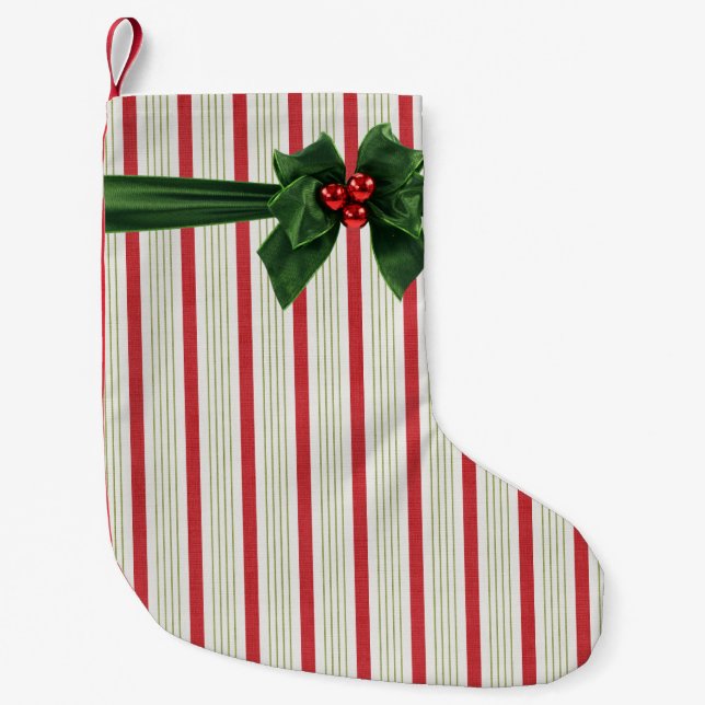 Meia De Natal Pequena Arco de Natal com fundo de stripey (Frente)