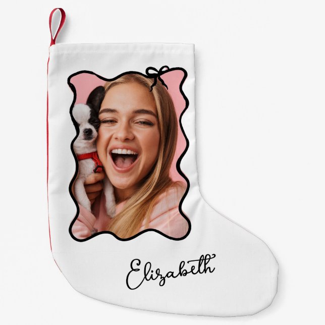 Meia De Natal Pequena Arco de Natal | Quadro de Fotografias Branco e Pre (Frente)