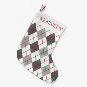 Meia De Natal Pequena Argyle com Nome