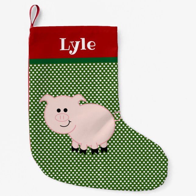 Meia De Natal Pequena Armazenamento Personalizado Pet Pig (Frente)