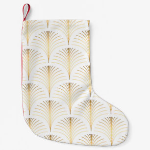 Meia De Natal Pequena Art Deco Floral: Elegância Ouro.