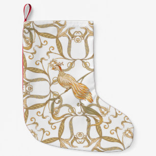 Meia De Natal Pequena Art Nouveau Flores Aves