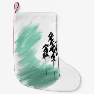 Meia De Natal Pequena arte de árvore verde escandinava simples menta mod