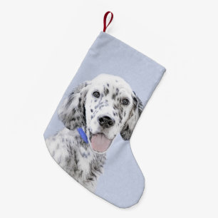 Meia De Natal Pequena Arte de Cão de Pintura de Belton, Setter Azul