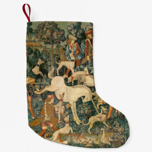 Meia De Natal Pequena Arte de Unicórnio Medieval Vintage se Defendendo