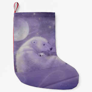 Meia De Natal Pequena Arte de Vida Selvagem Fantasia de Urso Polar e Fil