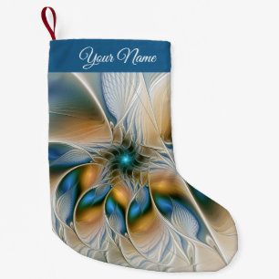Meia De Natal Pequena Arte Fractal W. Blue Name