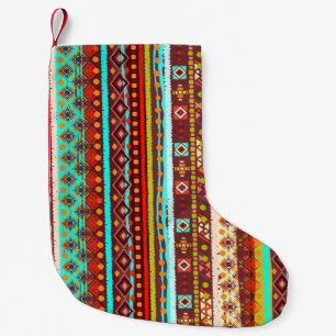 Meia De Natal Pequena Arte Tribal Boho: Textura De Fundo Sem Olhos