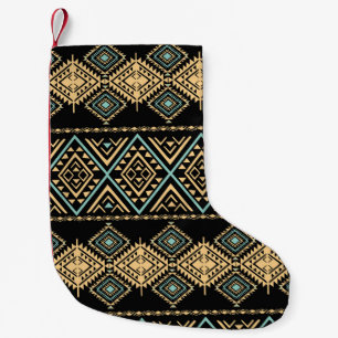 Meia De Natal Pequena Arte tribal, geometria étnica, padrão colorido.