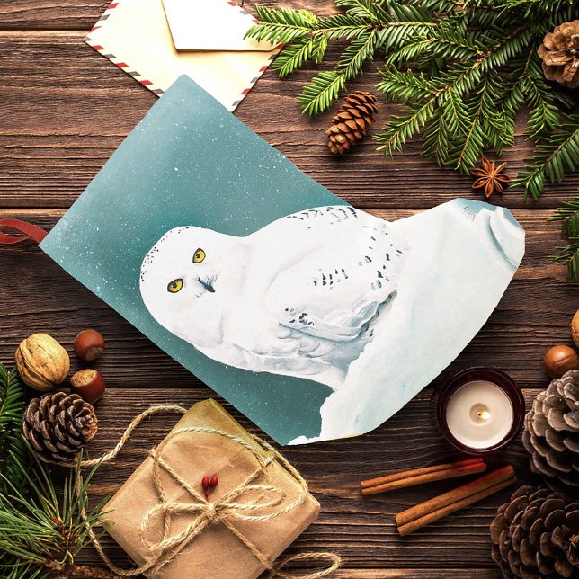 Meia De Natal Pequena Artico Teal Snowy Owl (Criador carregado)