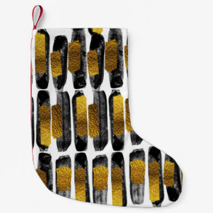 Meia De Natal Pequena Artista dourado: Abstrato preto e Dourado