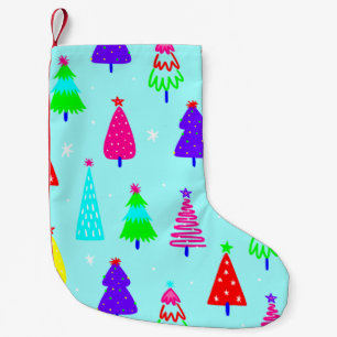 Meia De Natal Pequena árvore azul de natal colorida pop art