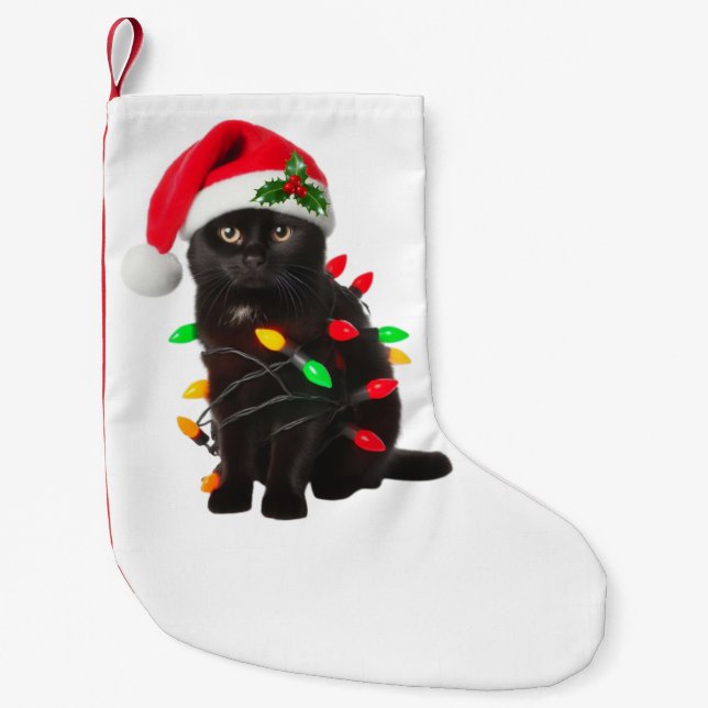 Meia De Natal Pequena Árvore de Natal Black Cat Santa Hate Fica Engraçad (Frente)